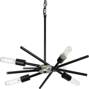 Progress Lighting Astra 6-Light Chandelier, Matte Black, No Shade - 1 of 4