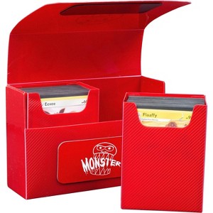 Monster Protectors Magnetic Double Deck Box- Red, Holds 150 Gaming TCGs, Self-Locking Closure, Works w Standard & Smaller Size Gaming Trading Cards - 1 of 4