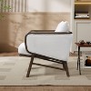 Hrinhom 27“W Faux Shearling Accent Chair, Upholstered Armchair With Wood Legs - 3 of 4