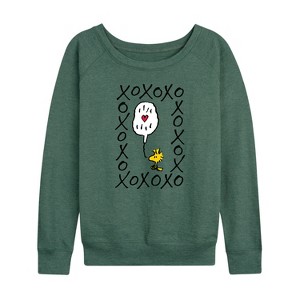 Women's - Peanuts - Woodstock Xoxo Lightweight French Terry Wide Neck Long Sleeve Shirt - 1 of 4