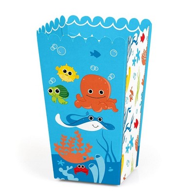 Big Dot of Happiness Under the Sea Critters - Baby Shower or Birthday Party Favor Popcorn Treat Boxes - Set of 12