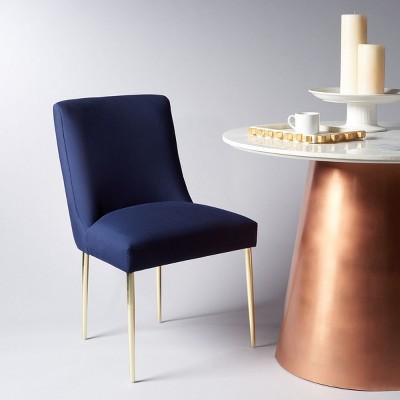Luxe Off-White Velvet Upholstered Side Chair with Gold Legs
