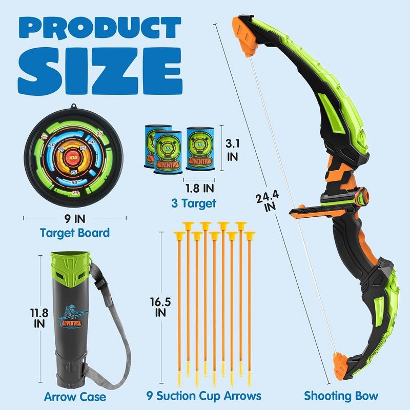 Syncfun Kids Bow and Arrow Set with Suction Cup Arrows, Target & Arrow Case, Outdoor Archery Set Toy Gift for Boys and Girls, 2 of 8
