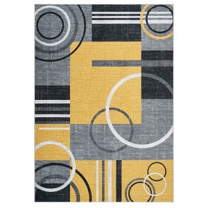 Modern Geometric Area Rug for Living Room Bedroom, Washable Soft Non Slip Large Dining Room Carpet with Circle Print - 1 of 4