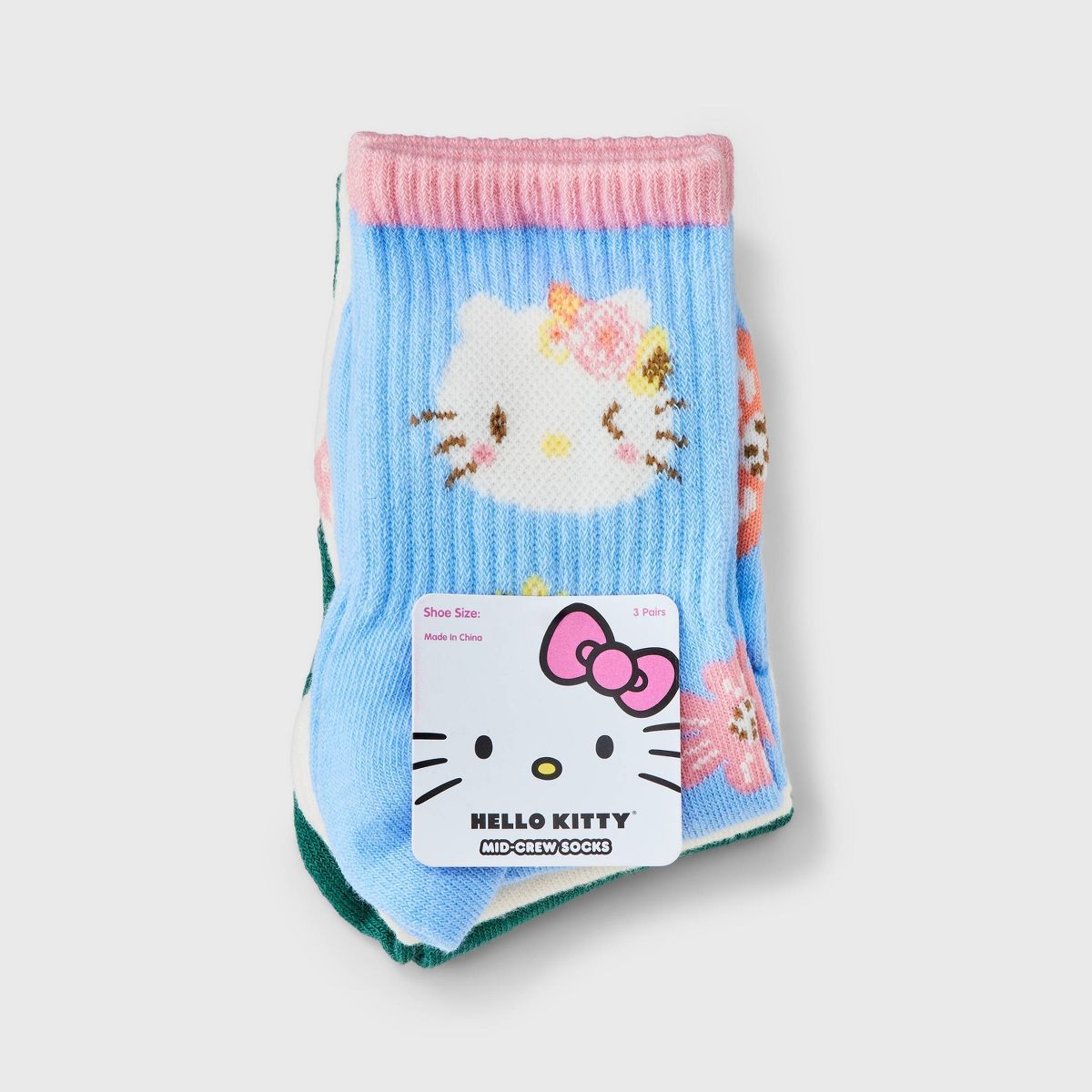 Girls' Hello Kitty 3pk Mid Crew Socks - thumbnail 2