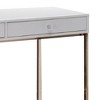 Royal Hampton 47 Inch Desk Console Table, 2 Drawers, Metal Frame, White, Gold - 2 of 4