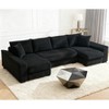 114" U Shaped Convertible Sleeper Sofa Pull Out Bed Corduroy Upholstery Adjustable Back Modern Lounger with 4 Back Cushion and 2 Pillows - 3 of 4