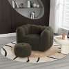 Olive Green Chenille Bean Bag Chair,Square Bean Bag Sofa with High Resilient Foam for Living Room,Bean Bag with Footstool for Gaming or Reading-Koiai - 3 of 4