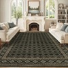 9'x12' Washable Bordered Modern Geometric Living Room Rugs, Stain Resistant Non Slip Large Throw Carpet for Bedroom Dining Room, Black - 3 of 4