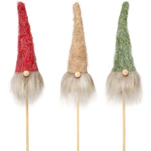 Northlight Gnome with Fuzzy Hat Christmas Picks - 13.25" - Set of 3 - 1 of 4