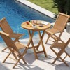 Tangkula Patio Teak Wood Dining Table 27.5" Round Side Table w/ Slatted Tabletop - 3 of 4