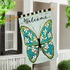 Floral Butterfly Welcome  Linen House Flag - 2 of 2