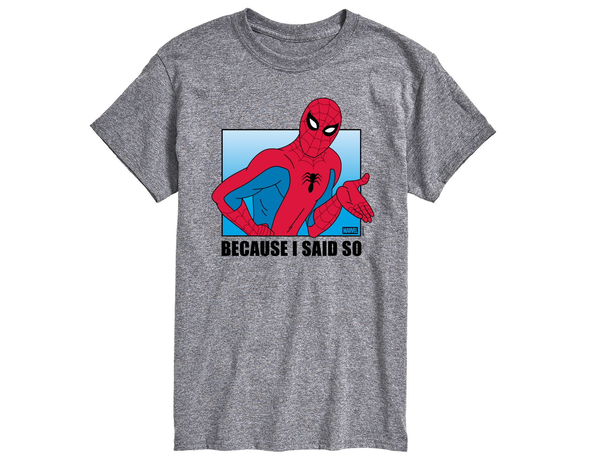 Men's Marvel Because I Said So Spiderman Short Sleeve Graphic T-Shirt - Athletic Heather - 1X Big and Tall