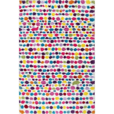 Sunny Spots Multicolor Shag Rug for Kids, 40" Round Synthetic