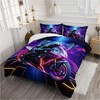 Boersma Motocross Bedding Set, Motorcycle Racer Comforter Extreme Sport Bedding Set, Cool Blue Motorcycle Duvet Set - 2 of 4