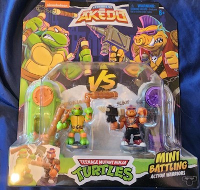 Akedo - tortues ninja leonardo vs rocksteady, figurines