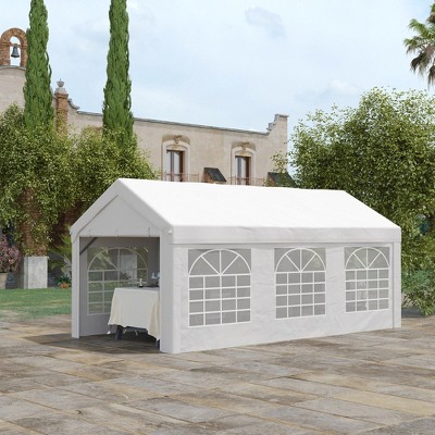 Outsunny 10ft x 20ft White Steel Frame Party Tent with Windows