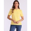 INSPIRE CHIC Women's Floral Jacquard Puff Short Sleeve Peter Pan Collar Blouse - 4 of 4