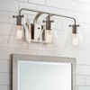 Possini Euro Design Cyn Modern Wall Light Brushed Nickel Hardwire 23 3/4" 3-Light Fixture Clear Glass for Bedroom Bathroom Vanity Living Room Hallway - 2 of 4
