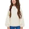 Girls Pullover Sweater Cable Knit Soft Comfy Sweater for Girls Crew Neck Sweater Puff Sleeve Ribbed Knit Cuff - 4 of 4