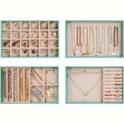 Stackable Jewelry Organizer Trays for Drawers, Storage for Earring Necklace Rings Bracelet with