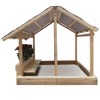 Funphix Dig n’ Play Wooden Sandbox Playhouse with Bench & Flower Planter, Outdoor Sand Pit for Kids - image 3 of 4
