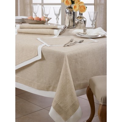 Natural Double Layer Square Fabric Tablecloth with Thick Border