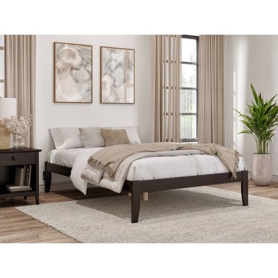 Espresso Wood Full Platform Bed with Charging Station