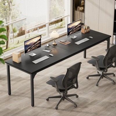 Aheaplus 78.8'' W Rectangle Computer Desk with Power Outlet