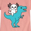 Girls' - Instant Message - Axolotl Riding A Dinosaur Fitted Short Sleeve Graphic T-Shirt - 2 of 4