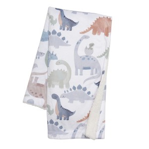 Lambs & Ivy Dino-Might Ultra-Soft Fleece Watercolor Dinosaur Baby Blanket - 1 of 4