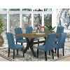 7-Piece Distressed Jacobean Finish Solid Wood Top Dining Table with 6 Chairs with - 2 of 4