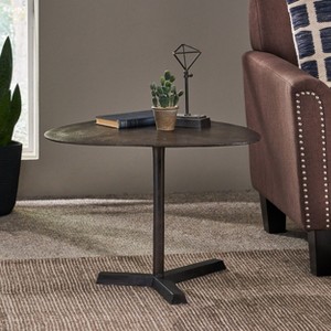 CAVINAS Round Side Table, Modern Coffee Table 19.9" Nightstand with Metal Frame and Wooden Tabletop for Bederoom and Living Room - 1 of 4