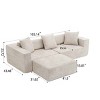 Modular L-Shaped Cloud Sofa, Deep Seat Sectional Sofa with Lounge amd Ottoman, Soft Cushion Sofa with Sping and Corduroy Cover-Coolbibila - 4 of 4