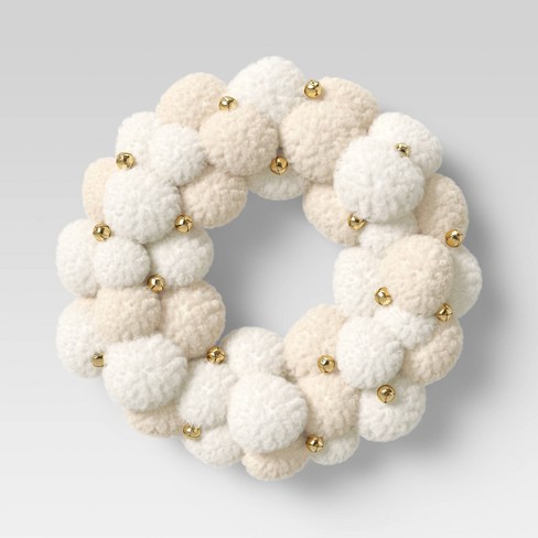 Two-Tone Pom-Pom Wreath Cream - Threshold™ - image 1 of 4