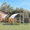 PawHut Chicken Run, 25' x 9' Large Chicken Coop Run with Water-Resistant and Anti-UV Cover, Door, Metal Chicken Pen for 20-24 Chickens, Silver - 2 of 4