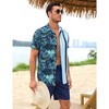 Men's Hawaiian Shirt 2 Pieces Sets Floral Printed Short Sleeve Shirts and Shorts Summer Beach Outfits with Pockets - 3 of 4
