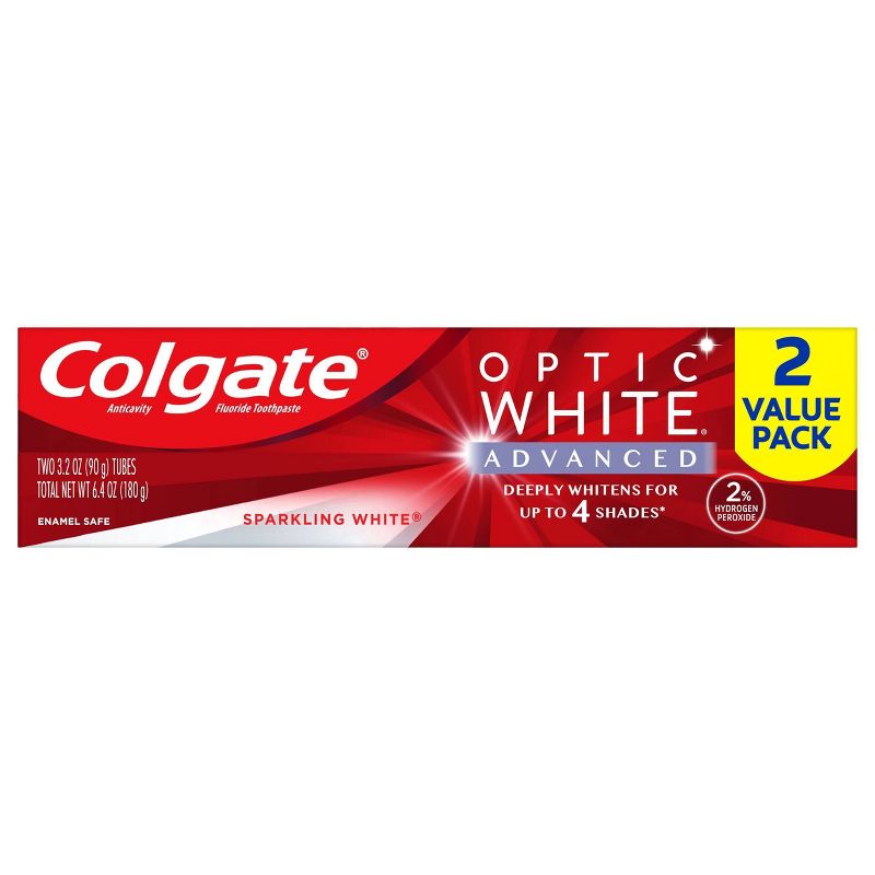 Colgate Optic White Advanced Whitening Toothpaste with Fluoride, 2% Hydrogen Peroxide - Sparkling White - 3.2oz, 4 of 10