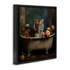 Stupell Industries Tiger in Floral Bathtub Black Framed Floater Canvas Wall Art - 3 of 4