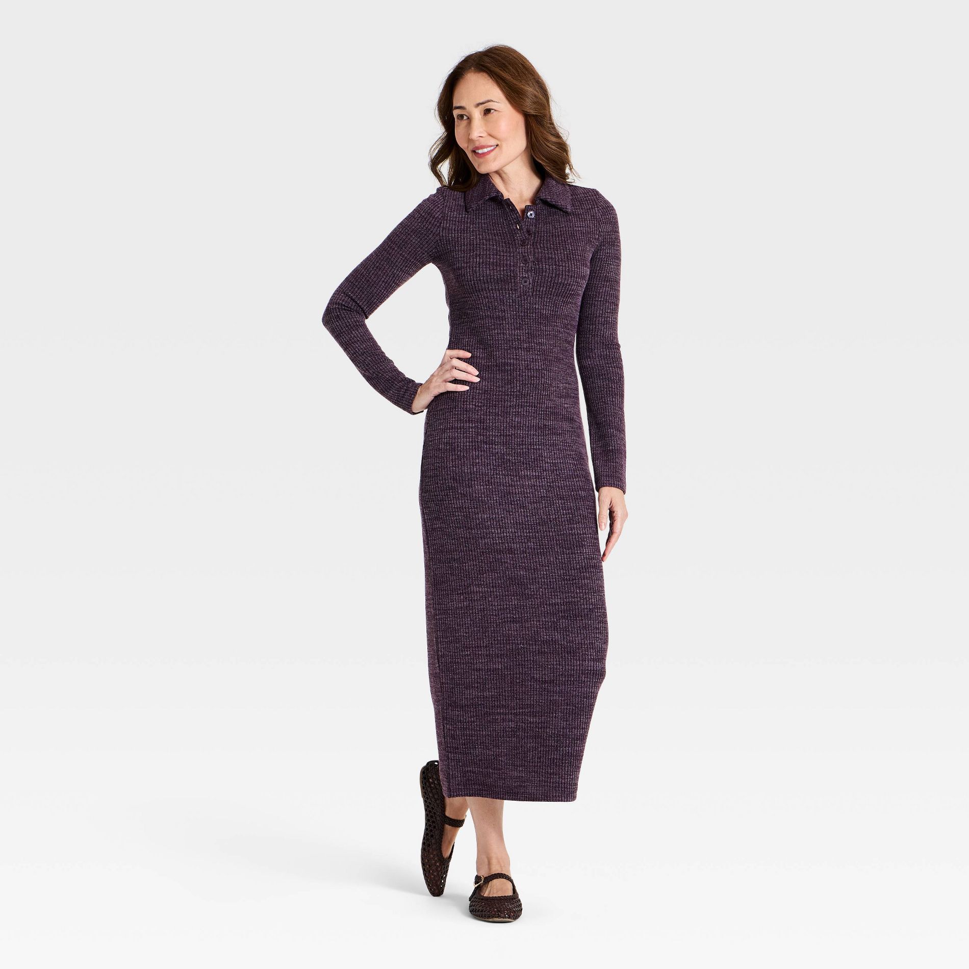 Women's Long Sleeve Midi Polo Dress - Universal Thread™