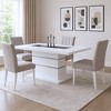 HomeRoots 79" White Faux Crystals Glass and Wood Pedestal Base Dining Table - 2 of 4