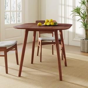 35" Square Dining Table, Mid-Century Modern Design, Tapered Splayed Legs, Durable Faux Wood Frame-- Frevyn - 1 of 4