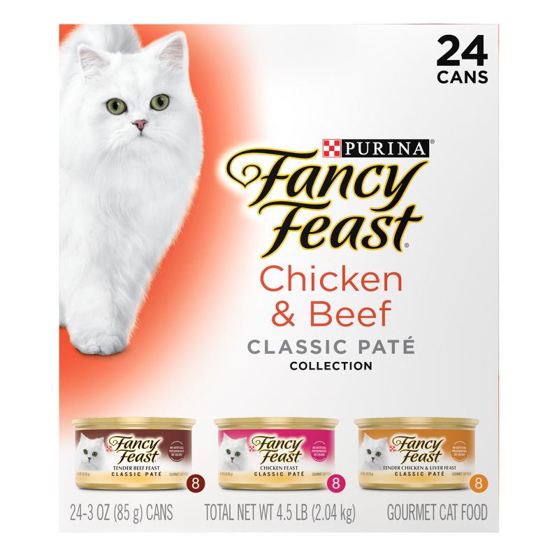 Purina Fancy Feast Classic Pat&#233; Variety Pack Chicken &#38; Beef Flavor Wet Cat Food Cans - 3oz/24ct, 6 of 10