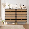 Rattan 5 Drawer Dressers for Bedroom, Tall Dresser with Deep Drawers, Large Chest of Drawers for Closet with Wide Top, Long Wooden Dresser - 2 of 4