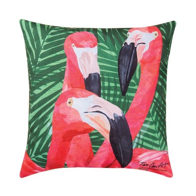 C&F Home 18" x 18" Pink Flamingos Coastal Tropical Indoor/Outdoor  Throw Pillow