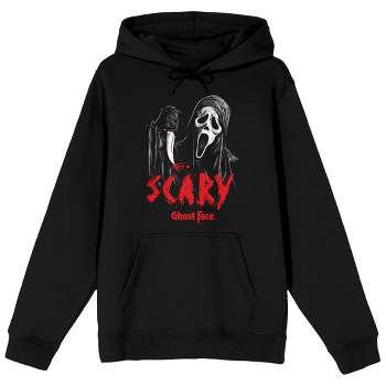 Ghostface Scary Long Sleeve Men's Black Hooded Sweatshirt