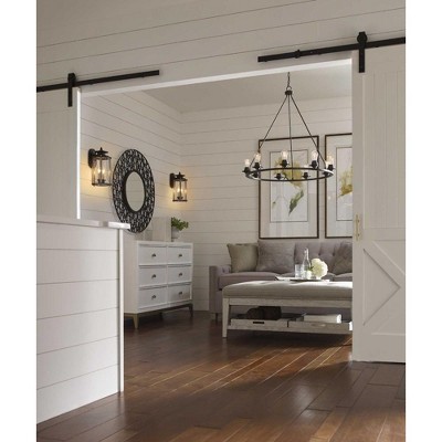 Squire Black and Bronze 2-Light Medium Wall Lantern with Clear Glass Shade