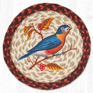 Earth Rugs Nature-Inspired Bluebird Round Trivet Jute Material 10 Inch - 1 of 3