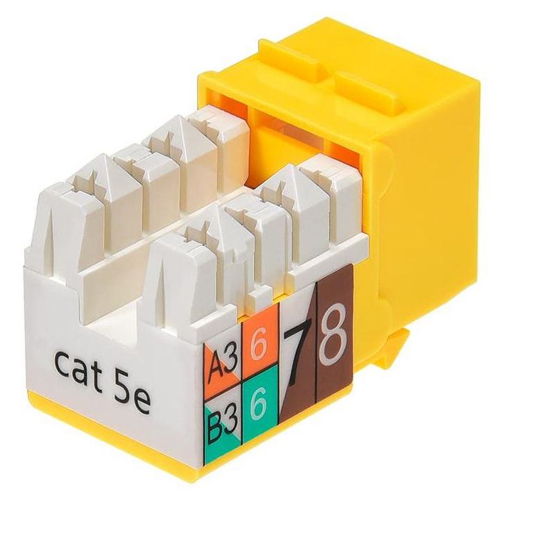 Monoprice Cat5E  Punch Down Keystone Jack - Yellow | 110 Type IDC, 90 Degree Connection, 2 of 7