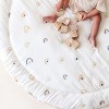 MakeMake Organics GOTS Certified Organic Cotton Nursery Floor Rug Washable Reversible Thick Quilted (Round 48", Rainbow) - 4 of 4